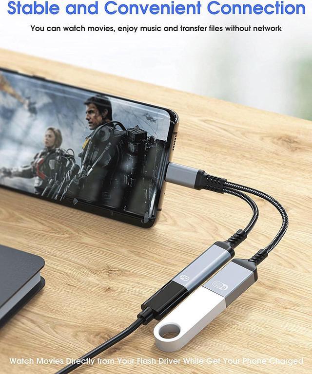 Alt view image 6 of 7 - USB C to USB Adapter OTG and Charger Cable, 2 in 1 USB-C Splitter with 60W PD Charging Type C OTG and USB A Female Port Compatible with Chromecast Google TV,iPad Pro,Samsung S21/S20,Pixel,LGG8 Black