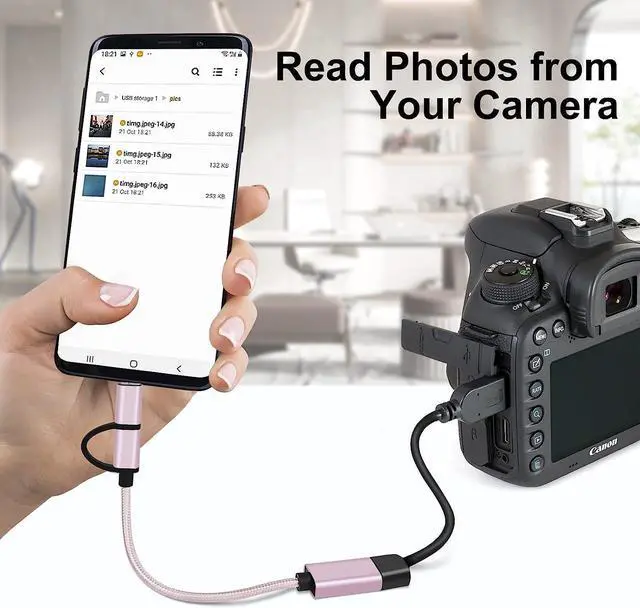 Alt view image 6 of 7 - 2-in-1 USB C/Micro to USB Adapter, USB C to USB 3.0, USB to Android OTG Adapter Cable Compatible with MacBook Pro Android Google Samsung and More, Rose Gold