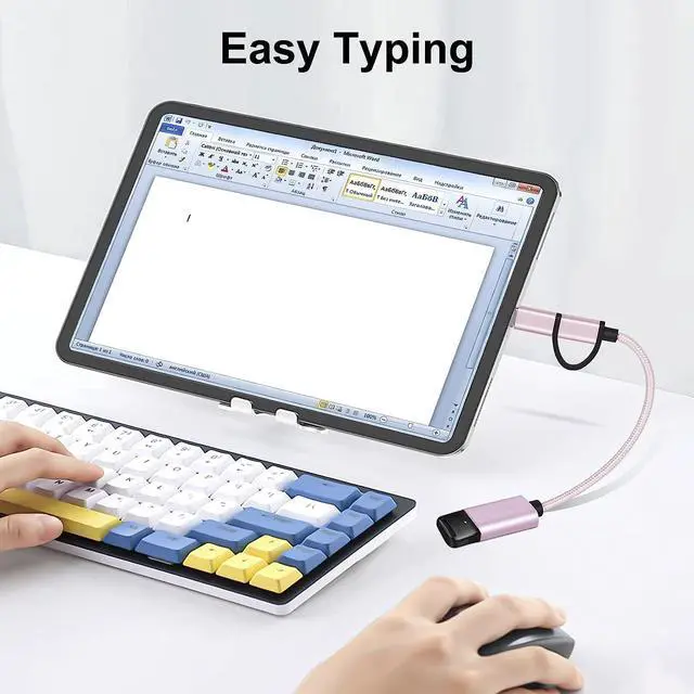 Alt view image 7 of 7 - 2-in-1 USB C/Micro to USB Adapter, USB C to USB 3.0, USB to Android OTG Adapter Cable Compatible with MacBook Pro Android Google Samsung and More, Rose Gold