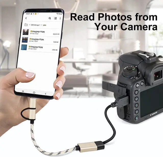 Alt view image 7 of 7 - 2-in-1 USB C/Micro to USB Adapter, USB C to USB 3.0, USB to Android OTG Adapter Cable Compatible with MacBook Pro Android Google Samsung and More,Gold/Black