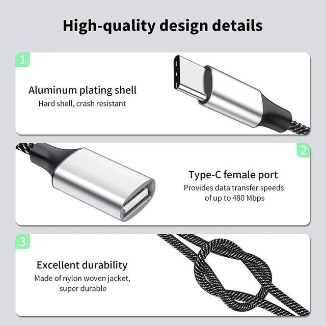 Alt view image 6 of 7 - USB C Splitter type c to Dual USB A Female Adapter Type C to Dual USB A double usb 2.0 Adapter double usb 2.0 OTG Splitter Cord Converter for MacBook Pro, Google Pixel, Galaxy S20 S22 S9 / Note 8