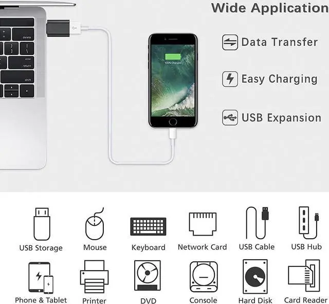 Alt view image 2 of 6 - USB C to USB 3.1 Adapter, 10Gbps USB to USB C Adapter, USB-C Male to USB 3.1 Female Type C OTG Converter for MacBook pro Laptop PC iMac iPad air 2 Pack Fully Compatible type C Interface