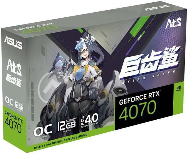 Alt view image 2 of 5 - ASUS ATS RTX4070 O12G GAMING Megalodon Graphics Card (PCIe 4.0 12GB GDDR6X HDMI 2.1 DisplayPort 1.4a)