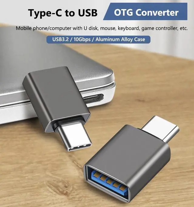 Alt view image 2 of 7 - USB C to USB Adapter, USB C Male to USB Female Adapter,USB3.2 10Gbps OTG Converter, Compatible with MacBook Pro/Air, Laptops, Phones and Other Type C Devices Black 2 Pack Anti loss design