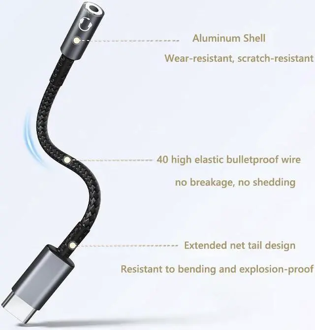 Alt view image 6 of 7 - USB C to 3.5mm Audio Headphone Adapter USB Type C to Aux Female Headphone Jack Adapter Hi-Res DAC Dongle Cable for Samsung Galaxy S21 S20 Ultra, Pixel 4 3 2 XL, iPad Pro and More