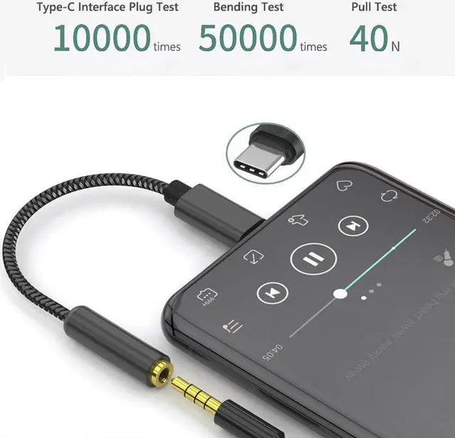 Alt view image 5 of 7 - Type C to 3.5mm Female Headphone Jack Adapter, (2-Pack) USB C to Aux Audio Dongle Cable Cord Compatible with Samsung Galaxy S8 S8+ S9 S9+S10, Note 10, Pixel XL, 2018iPad Pro, and More Silver