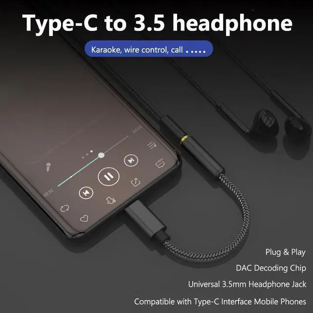 Alt view image 2 of 7 - Type C to 3.5mm Female Headphone Jack Adapter, (2-Pack) USB C to Aux Audio Dongle Cable Cord Compatible with Samsung Galaxy S8 S8+ S9 S9+S10, Note 10, Pixel XL, 2018iPad Pro, and More Silver