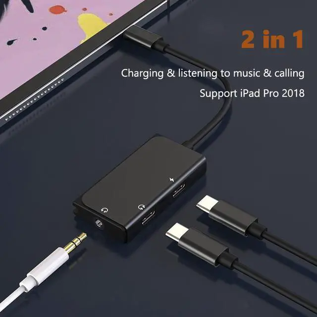 Alt view image 4 of 7 - USB C to 3.5mm Audio Adapter, 3 in 1 USB C Headphone Adapter with PD 60W Fast Charging and USB C for Stereo, Earphones, Hi-Fi DAC Chip, Compatible with SamSung S20, Note10 Google Pixel 2/2XL/3/3XL etc