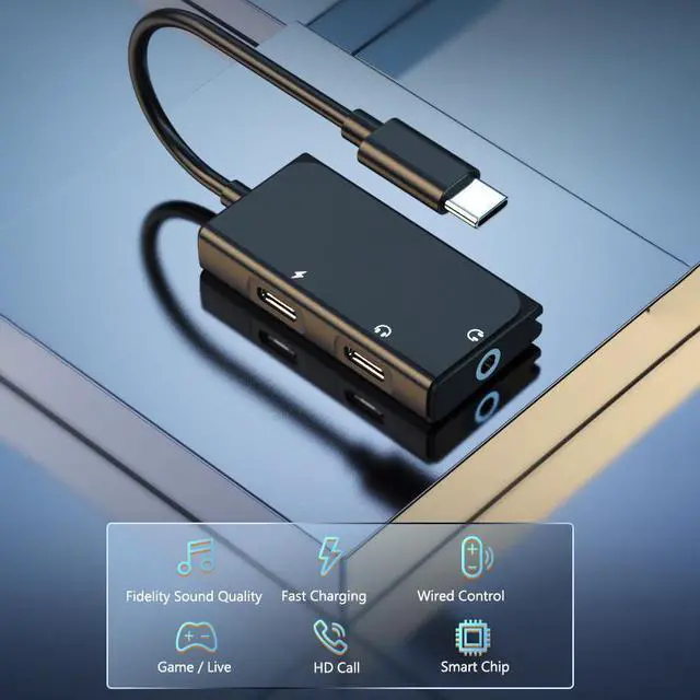 Alt view image 2 of 7 - USB C to 3.5mm Audio Adapter, 3 in 1 USB C Headphone Adapter with PD 60W Fast Charging and USB C for Stereo, Earphones, Hi-Fi DAC Chip, Compatible with SamSung S20, Note10 Google Pixel 2/2XL/3/3XL etc