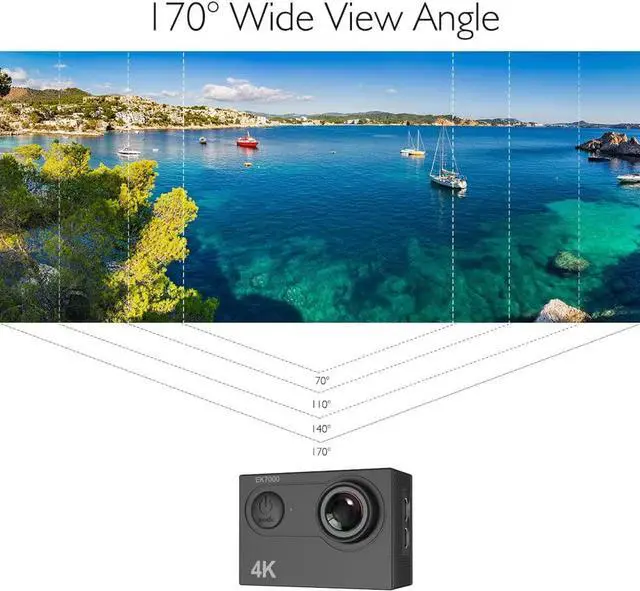 Alt view image 6 of 7 - CORN 4K30FPS 20MP Action Camera Ultra HD Underwater Camera 170 Degree Wide Angle 98FT 4K WiFi Waterproof Camera Support External Microphone