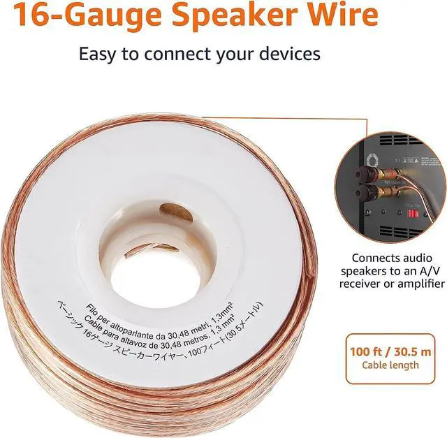 Alt view image 3 of 5 - CORN 16-Gauge Speaker Wire Cable, 100 Feet