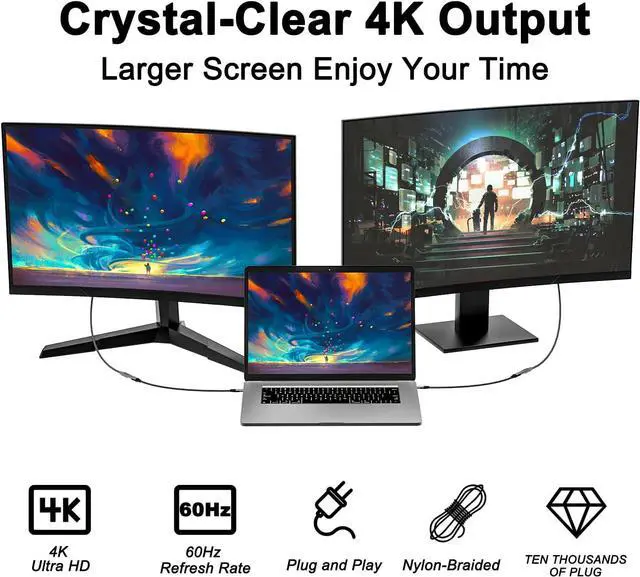 Alt view image 6 of 7 - USB Type C to Female Mini DisplayPort DP Adapter Support 4K@60Hz Compatible with MacBook Pro Dell XPS and USB C Device to Mini DP Monitor/Display