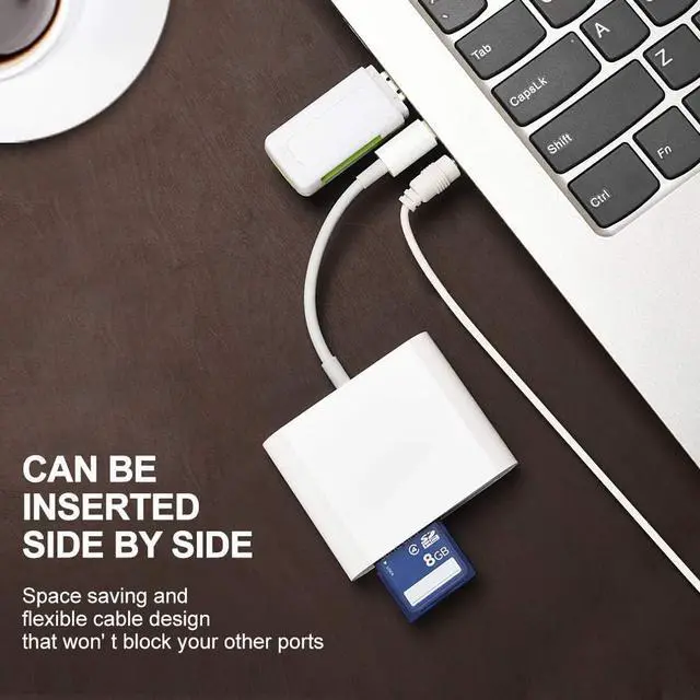 Alt view image 6 of 6 - USB-C SD Card Reader, 3-in-1 SD TF/Micro SD CF Card Reader, USB C Memory Card Reader, Type C OTG Reader Adapter for MacBook, MacBook Pro/Air, iPad Pro 2018, Galaxy S10/S9, Android Cellphones