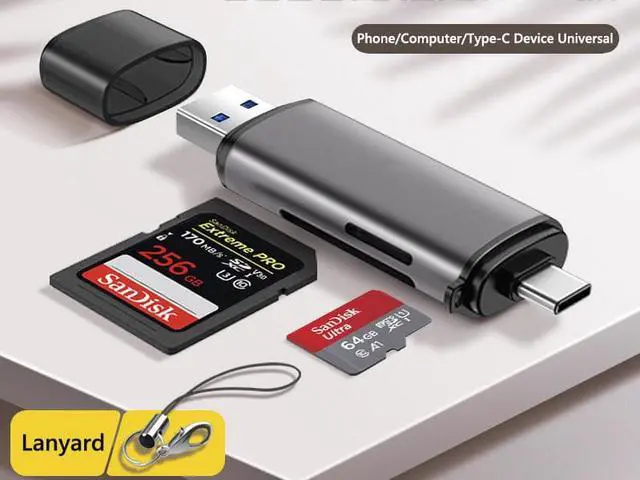 Main image of SD Card Reader, Dual Connector USB 3.0/USB C Memory Card Reader Adapter - Supports SD/Micro SD/SDXC/SDHC/MMC/RS-MMC/UHS-I, Compatible with MacBook Pro, MacBook Air, iPad Pro, Galaxy S21 etc.
