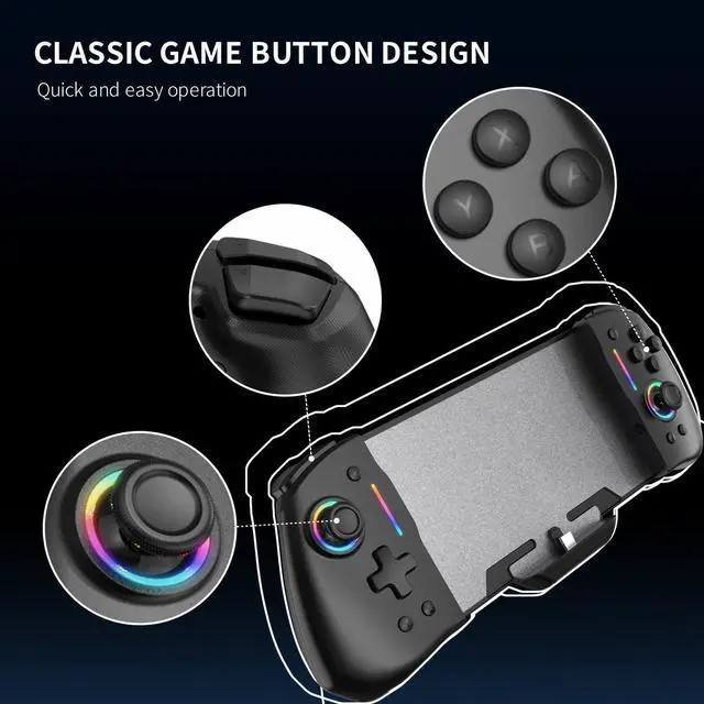 Alt view image 4 of 7 - Wired Joypad Switch Controllers for Switch, Switch Controller Joypad Replacement Controller for Handheld Mode with 8 Colors Adjustable LED/Back Map Button/Turbo/Motion Control (Connect via Type-C)