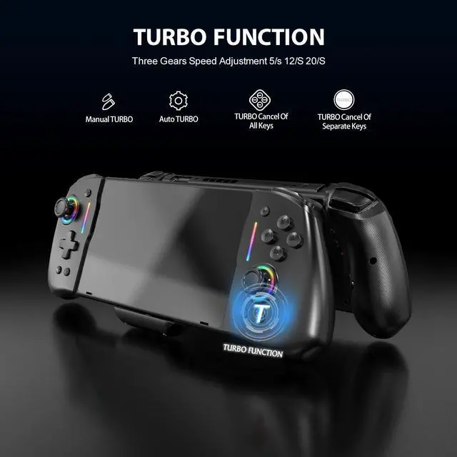 Alt view image 3 of 7 - Wired Joypad Switch Controllers for Switch, Switch Controller Joypad Replacement Controller for Handheld Mode with 8 Colors Adjustable LED/Back Map Button/Turbo/Motion Control (Connect via Type-C)