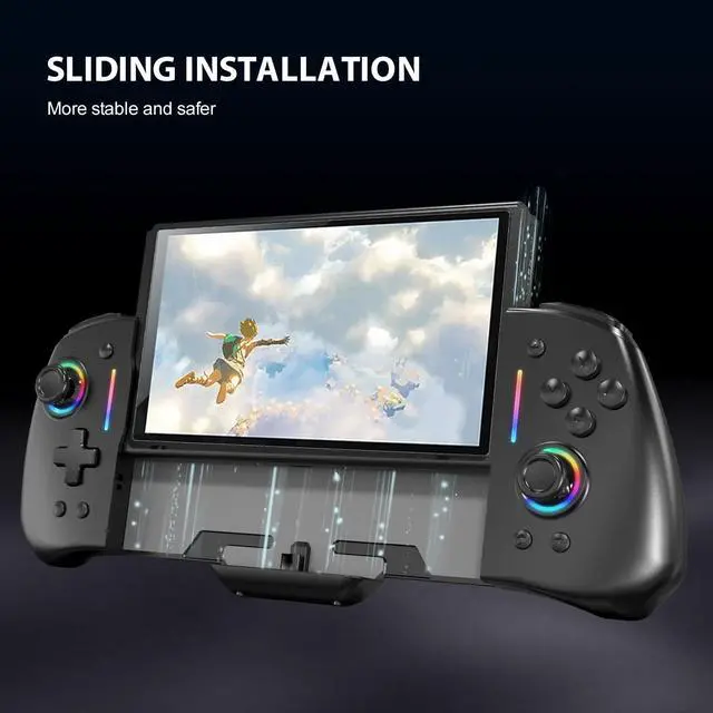 Alt view image 6 of 7 - Wired Joypad Switch Controllers for Switch, Switch Controller Joypad Replacement Controller for Handheld Mode with 8 Colors Adjustable LED/Back Map Button/Turbo/Motion Control (Connect via Type-C)