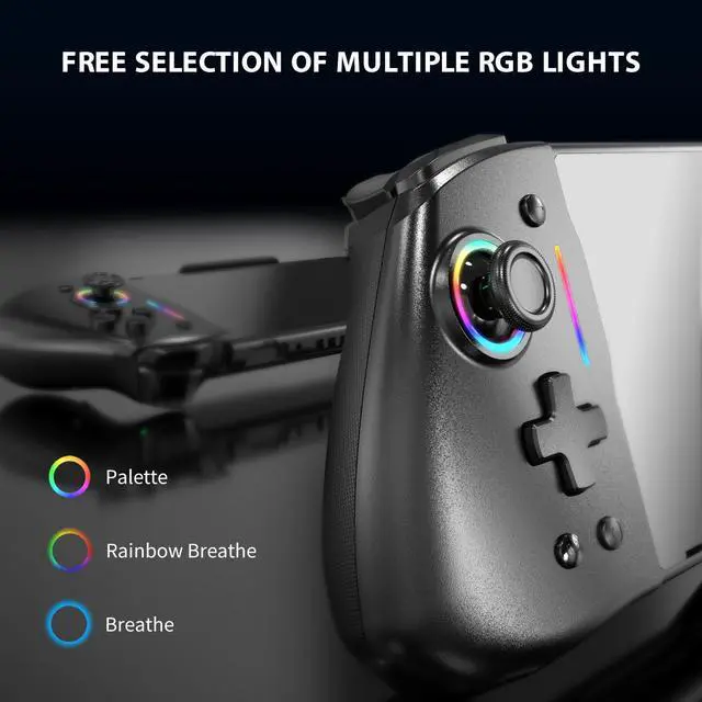 Alt view image 2 of 7 - Wired Joypad Switch Controllers for Switch, Switch Controller Joypad Replacement Controller for Handheld Mode with 8 Colors Adjustable LED/Back Map Button/Turbo/Motion Control (Connect via Type-C)