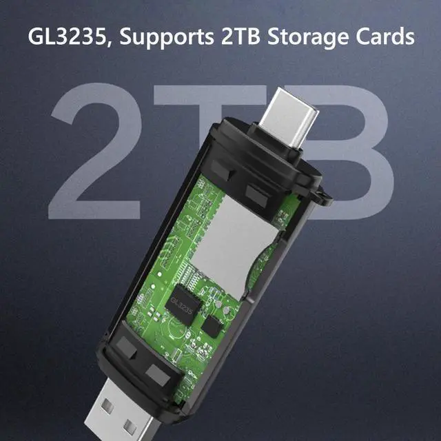 Alt view image 2 of 5 - SD Card Reader, USB C Memory Card Reader Adapter - Supports SD/Micro SD/SDXC/SDHC/MMC/RS-MMC/UHS-I, Compatible with MacBook Pro, MacBook Air, iPad Pro, Galaxy S21 etc.