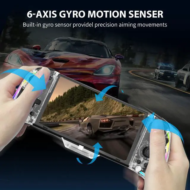 Alt view image 5 of 7 - Wired Joypad Switch Controllers for Switch, Enhanced Switch/Switch OLED Controller for Handheld Mode, Adjustable LED Light, Ergonomic Design, 6-Axis Gyro, Turbo, Mapping, Clear Ice