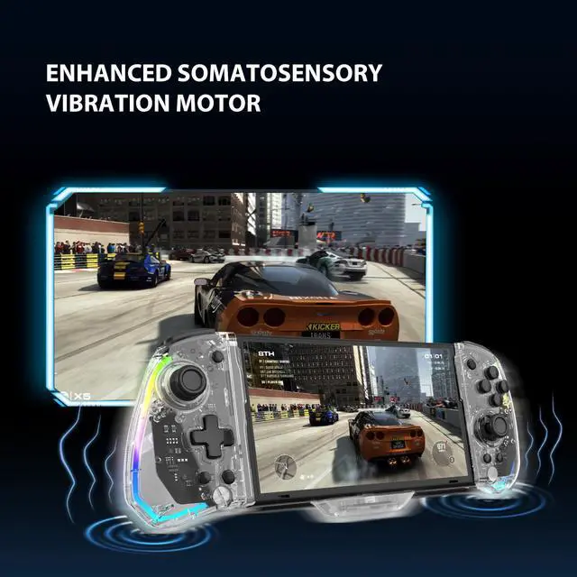 Alt view image 7 of 7 - Wired Joypad Switch Controllers for Switch, Enhanced Switch/Switch OLED Controller for Handheld Mode, Adjustable LED Light, Ergonomic Design, 6-Axis Gyro, Turbo, Mapping, Clear Ice