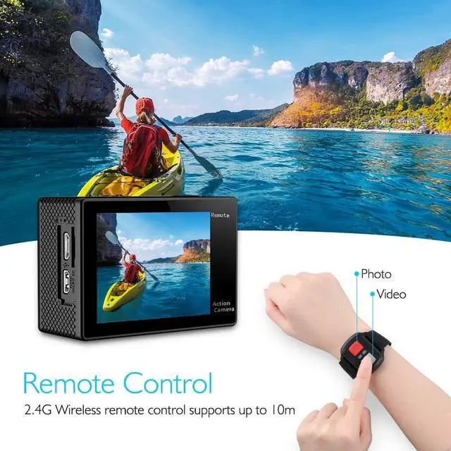 Alt view image 3 of 7 - CORN 4K30FPS 20MP Action Camera Ultra HD Underwater Camera 170 Degree Wide Angle 98FT 4K WiFi Waterproof Camera Support External Microphone