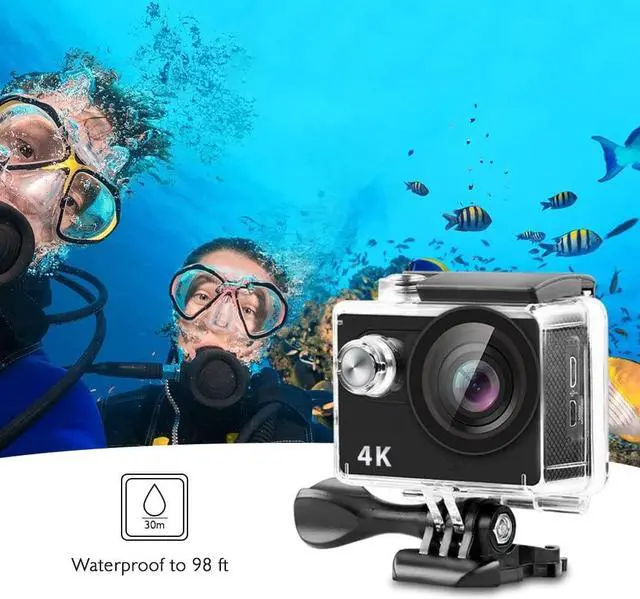 Alt view image 4 of 7 - CORN 4K30FPS 20MP Action Camera Ultra HD Underwater Camera 170 Degree Wide Angle 98FT 4K WiFi Waterproof Camera Support External Microphone