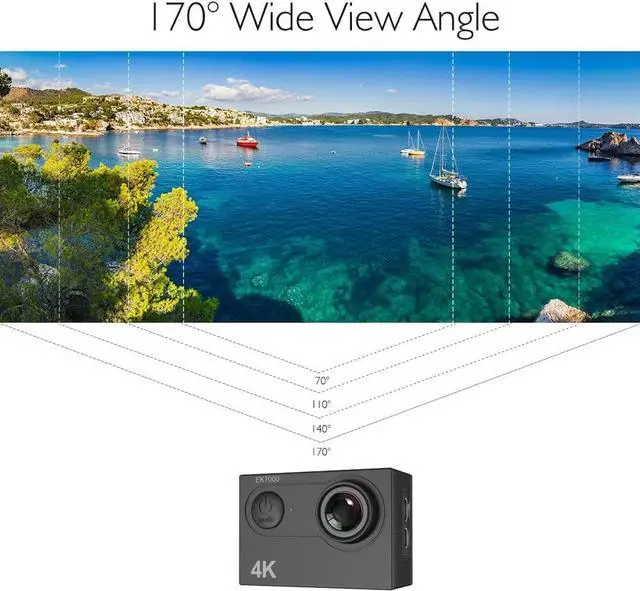 Alt view image 6 of 7 - CORN 4K30FPS 20MP Action Camera Ultra HD Underwater Camera 170 Degree Wide Angle 98FT 4K WiFi Waterproof Camera Support External Microphone
