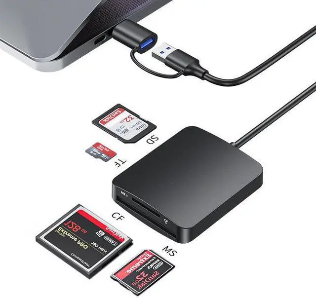 Main image of Memory Card Reader,4in1 USB USB-C to SD TF(Micro SD) MS CF Card Reader
Adapter,Simultaneous Reading of 4 Cards, USB3.0 High-speed Transmission, 2T Large-capacity Reading, Compatible with memory Cards