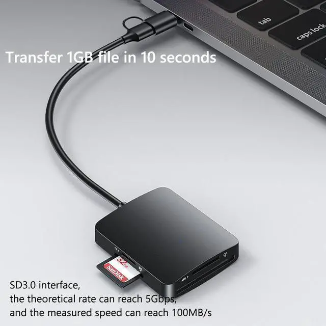 Alt view image 6 of 7 - Memory Card Reader,4in1 USB USB-C to SD TF(Micro SD) MS CF Card Reader
Adapter,Simultaneous Reading of 4 Cards, USB3.0 High-speed Transmission, 2T Large-capacity Reading, Compatible with memory Cards