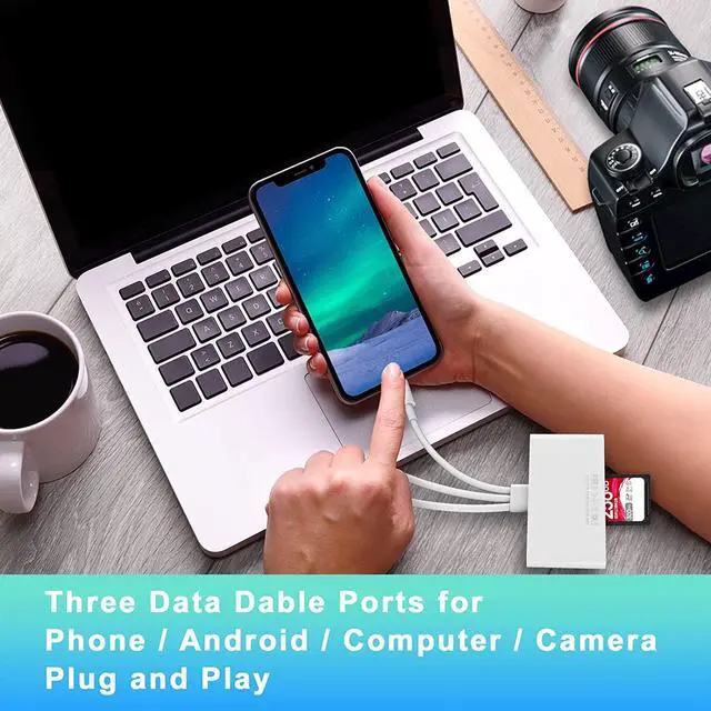 Alt view image 4 of 7 - 5-in-1 Memory Card Reader, USB OTG Adapter & SD Card Reader for iPhone/iPad, USB C and USB A Devices with Micro SD & SD Card Slots, Supports SD/Micro SD/SDHC/SDXC/MMC