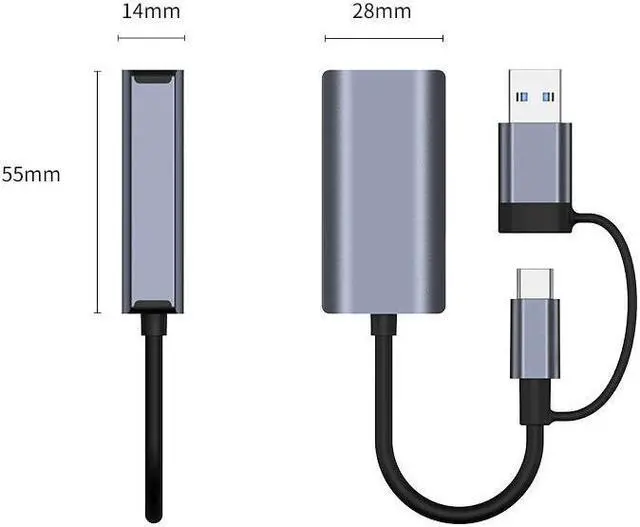Alt view image 4 of 5 - USB3.0 to Ethernet Adapter, USB C to Ethernet RJ45 Adapter, Gigabit LAN Network Adapter,2-in-1 Adapter for Windows and Mac