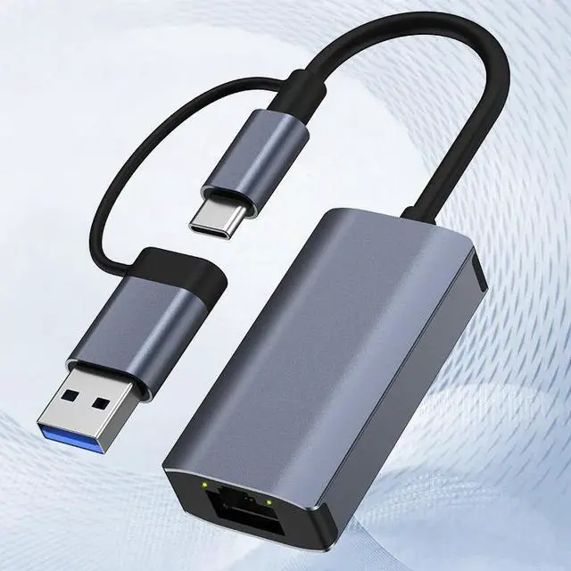 Alt view image 5 of 5 - USB3.0 to Ethernet Adapter, USB C to Ethernet RJ45 Adapter, Gigabit LAN Network Adapter,2-in-1 Adapter for Windows and Mac