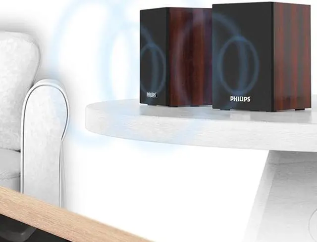 Alt view image 4 of 5 - Philips SPA20 Surround Sound Computer Speakers Desktop Bluetooth Bookshelf Speakers with Wooden Housing Bluetooth 5.0 Dual Mode (Wired & Bluetooth) Intelligent Compatibility Plug and Play