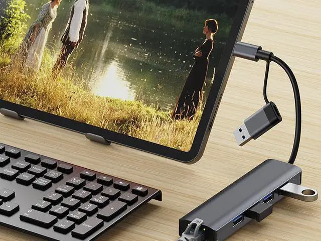 Alt view image 4 of 6 - Corn USB C USB3.0 Hub, 5 in 1 USB C Adapter Splitter with 3 USB 3.0, 1 USB 2.0, RJ45 Ethernet for Macbook, Switch,Lenovo YOGO and more, 10/100/1000Mbps