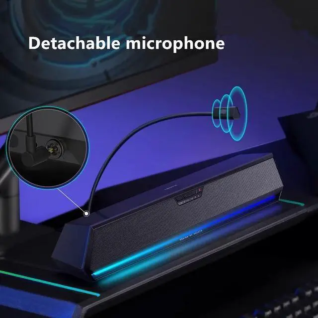 Alt view image 4 of 5 - EDIFIER G1500bar Soundbar 7.1 Surround Gaming Speaker bluetooth USB 3.5mm Audio RGB Light Desktop Speaker with Mic Black
