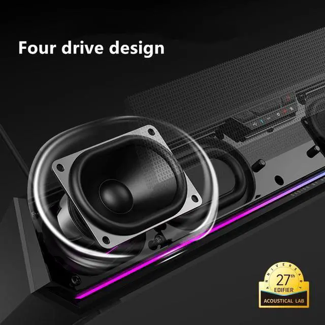 Alt view image 3 of 5 - EDIFIER G1500bar Soundbar 7.1 Surround Gaming Speaker bluetooth USB 3.5mm Audio RGB Light Desktop Speaker with Mic Black