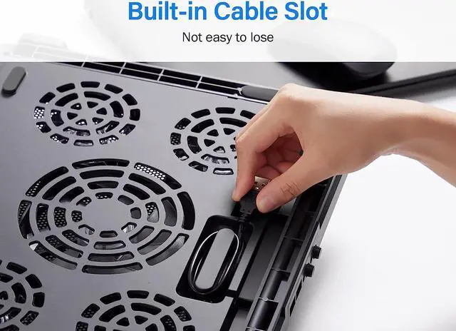 Alt view image 3 of 7 - Laptop Cooler, Laptop Cooling Pad with 5 Quiet Fans for 12-17.3 Inch Laptop, Cooler Pad with LED Light, Dual 2 USB Ports, Adjustable Mount Stand Height Angle (5 Fans) Red