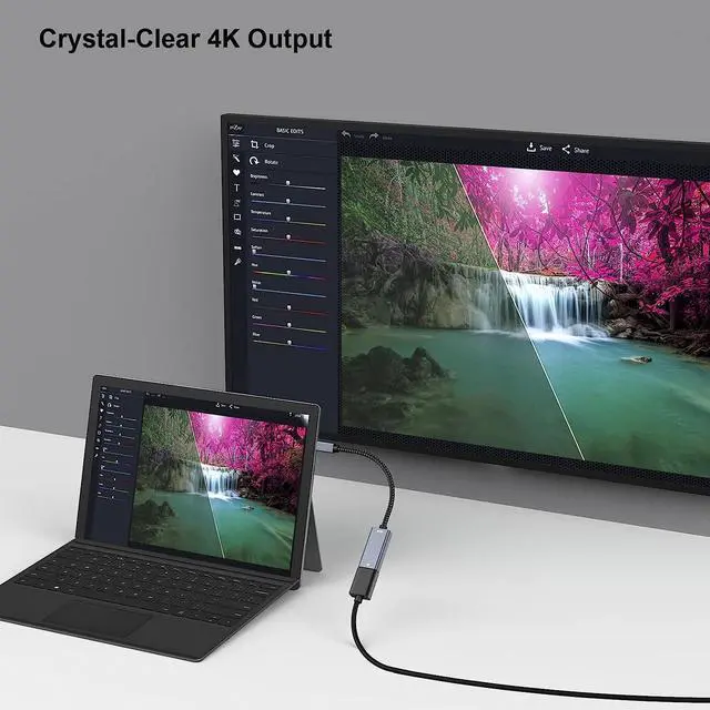 Alt view image 7 of 7 - Mini DisplayPort to HDMI Adapter, Mini DP to HDMI 4K Adapter Compatible with MacBook Air/Pro, Microsoft Surface Pro/Dock, Monitor, Projector and More - Grey