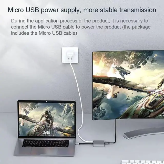 Alt view image 4 of 6 - Mini Displayport to Dual Displayport Splitter Dual 4K@60Hz Resolution,mDP to 2 Displayport Hub Multi Stream Transport Support 4K Resolution for Windows and Mac System