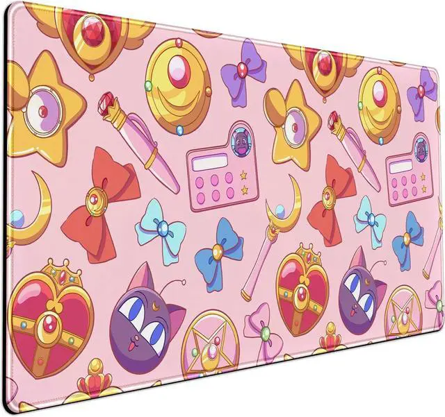 Main image of Desk Mat Cute Kawaii Desk Accessories Girls Extended Gaming Mouse Desk Pad Decorations for Women Office Keyboard Mousepad Mat31.5x15.75in, Stitched Edge Non-Slip Bottom Large Mouse Pad for Desk