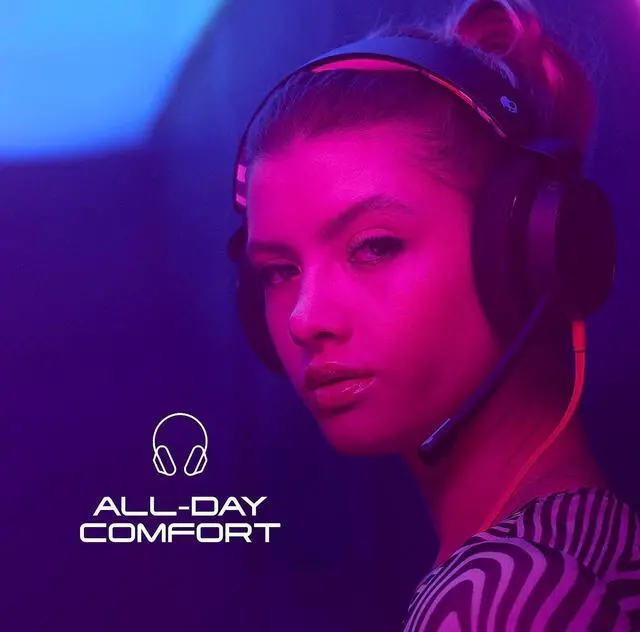 Alt view image 3 of 7 - Skullcandy SLYR Wired Over-Ear Gaming Headset/Soft Earpads/Boom Mic/Gaming Headphone/Use with Playstation, PS5, Xbox, Xbox Series X, Nintendo Switch, Mobile, VR, and PC/Kids or Adult