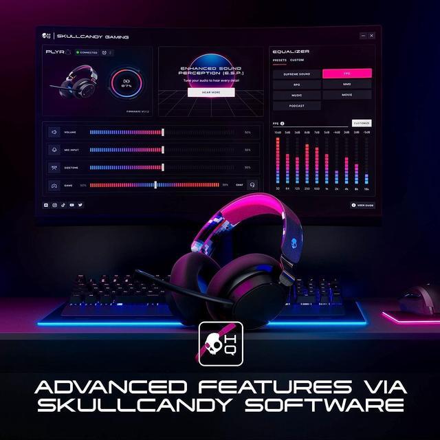 Alt view image 6 of 7 - Skullcandy SLYR Pro Wired Over-Ear Gaming Headset/Soft Earpads/Clear Voice Smart Mic/Works with Playstation, PS5, Xbox, Xbox Series X, Nintendo Switch, Mobile, VR, and PC/Kids or Adult