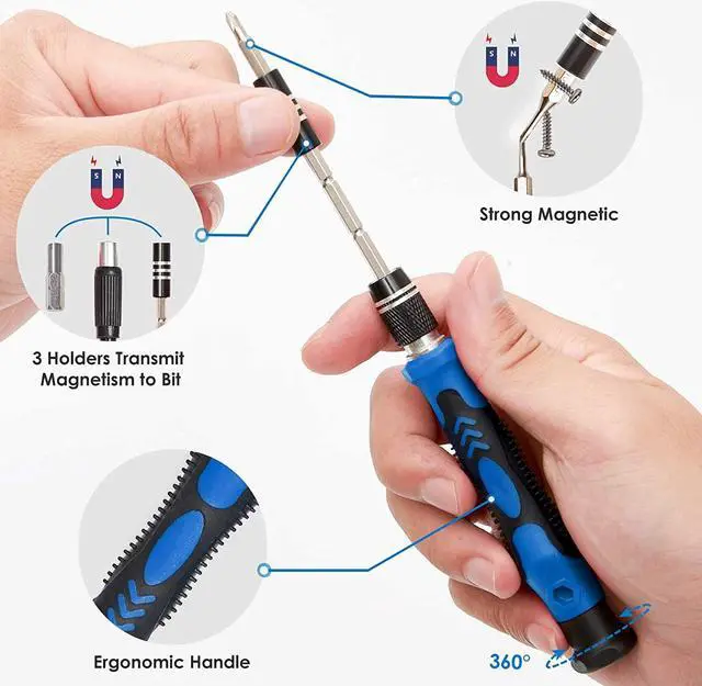 Alt view image 3 of 7 - Screwdriver Sets 142-Piece Electronics Precision Screwdriver with 120 Bits Magnetic Repair Tool Kit for iPhone, MacBook, Computer, Laptop, PC, Tablet, PS4, Xbox, Nintendo, Game Console