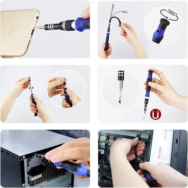 Alt view image 4 of 7 - 140 in 1 Precision Screwdriver Set, Professional Computer Laptop Repair Tool Kit, Electronics Repair Tool with 120 Magnetic Bits, Compatible for Macbook, iPhone, Game Console, Tablet