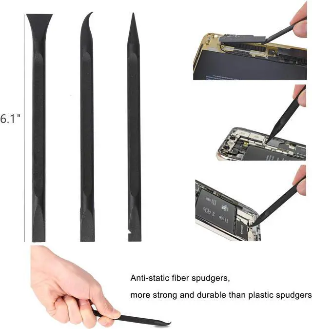Alt view image 4 of 6 - Professional Electronics Opening Pry Tool Repair Kit with Metal Spudger Non-Abrasive Carbon Fiber Nylon Spudgers and Anti-Static Tweezers for Cellphone iPhone Laptops Tablets and More, 20 Piece
