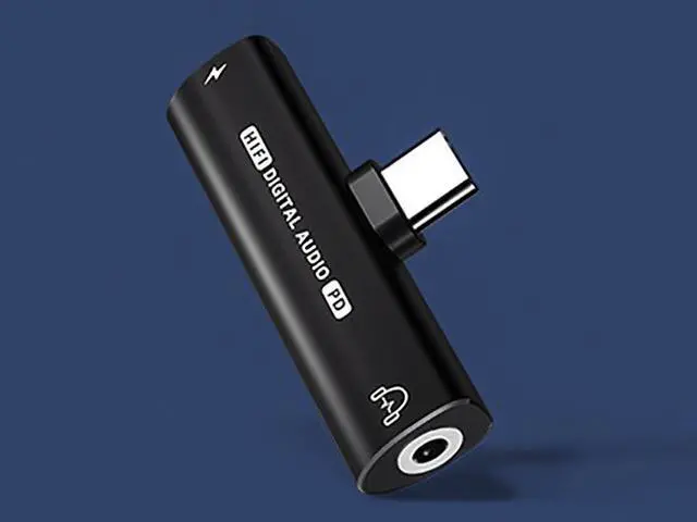 Main image of USB C to 3.5mm Headphone and Charger Adapter, 2 in 1 Type-C to Hi-Res 3.5mm Audio with PD27W Fast Charge, 32Bit 384KHz,1-pack Black