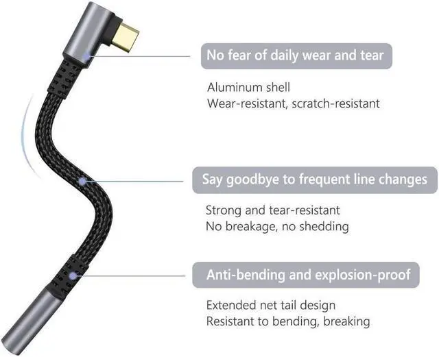 Alt view image 4 of 7 - USB Type C to 3.5mm Female Headphone Jack Adapter, USB C to Aux Audio Dongle Cable Cord Compatible with Samsung Galaxy S22 S22+ S22 Ultra,iPad Pro, MacBook Pro/ Air, Pixel and More  Black