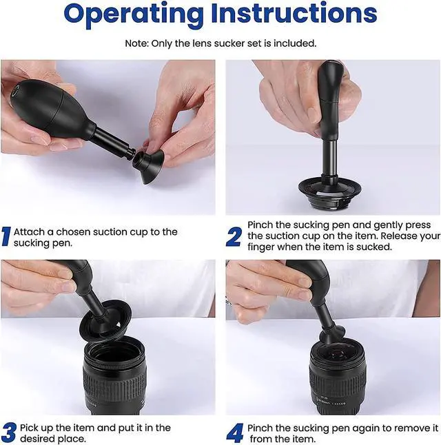 Alt view image 6 of 7 - Lens Sucker Kit 8-in-1 with 7 Interchangeable Suction Cups Strong Suction Manual Vacuum Suction Pen Lens Puller for Lens Repair and Cleaning, Watches, and Electronic Components