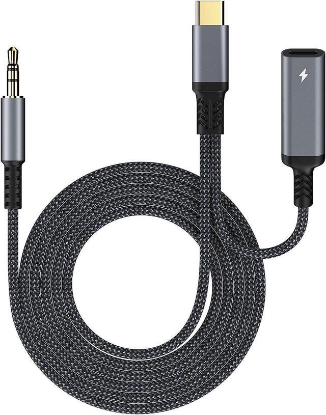 USB C to 3.5mm Audio Aux Jack Cable and Charger Adapter,2-in-1 USB